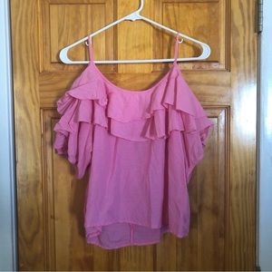 BOGO H&M pink ruffle cold shoulder top